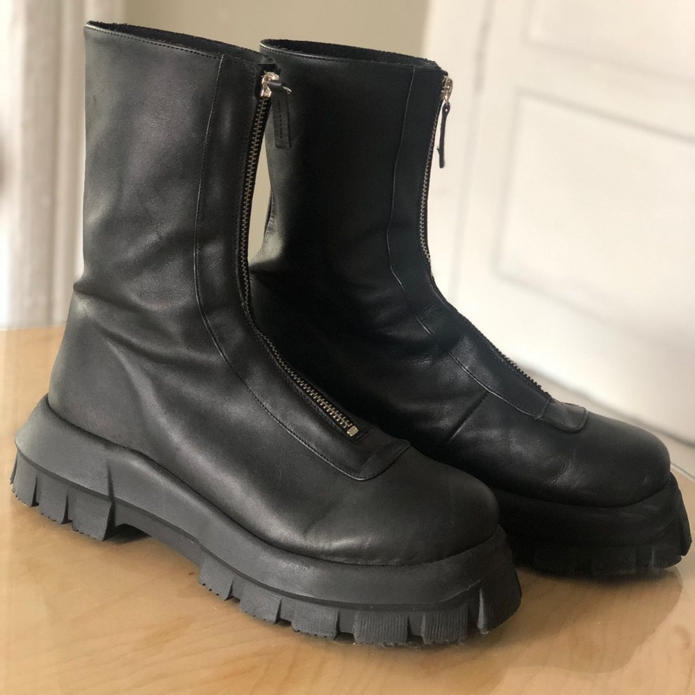 ASOS Black Chunky Sole Zip-Up Boots